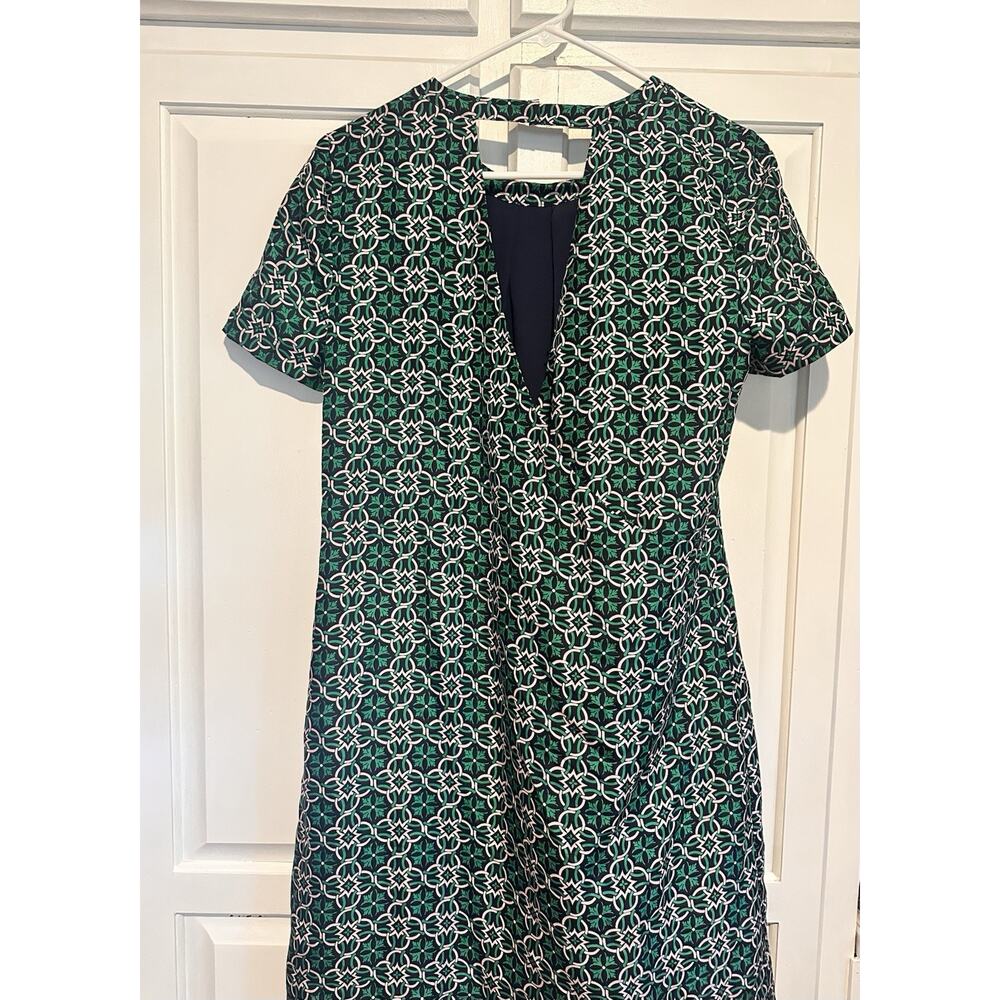 J Crew Silk Shift Dress Swoop Latticework Medallion Size 6 Open Back New $178 - Picture 3 of 10